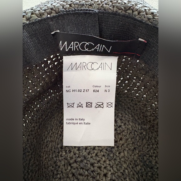 Marc Cain Taupe Raffia Straw Sun Hat Beaded Band Made in Italy - Picture 5 of 5